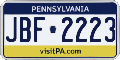 PA license plate JBF2223