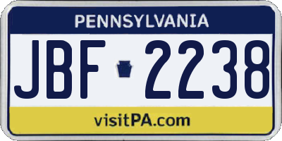 PA license plate JBF2238