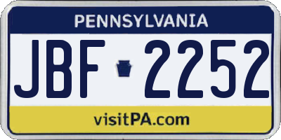 PA license plate JBF2252