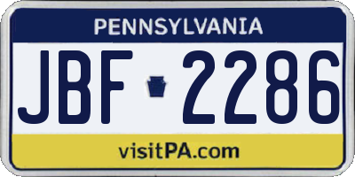 PA license plate JBF2286