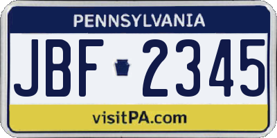 PA license plate JBF2345