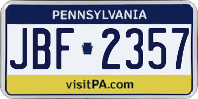PA license plate JBF2357