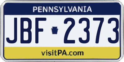 PA license plate JBF2373