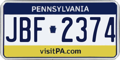 PA license plate JBF2374