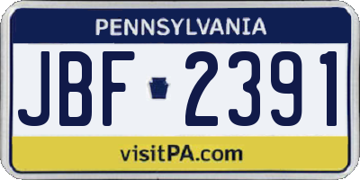 PA license plate JBF2391