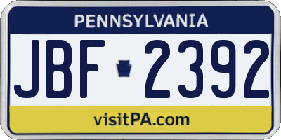 PA license plate JBF2392