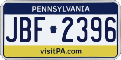 PA license plate JBF2396