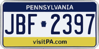 PA license plate JBF2397
