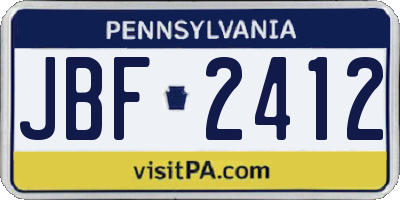 PA license plate JBF2412