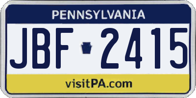 PA license plate JBF2415
