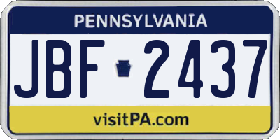 PA license plate JBF2437