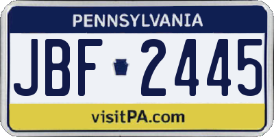 PA license plate JBF2445