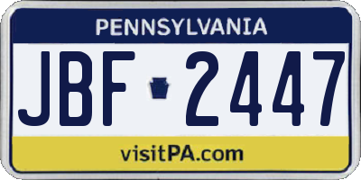 PA license plate JBF2447