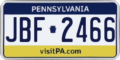 PA license plate JBF2466