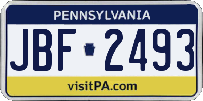 PA license plate JBF2493