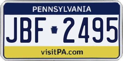 PA license plate JBF2495