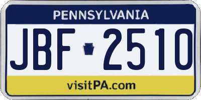 PA license plate JBF2510