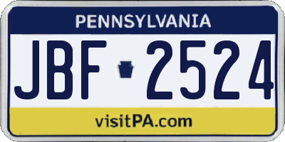 PA license plate JBF2524