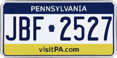 PA license plate JBF2527