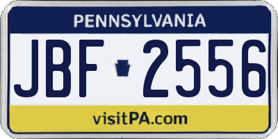 PA license plate JBF2556