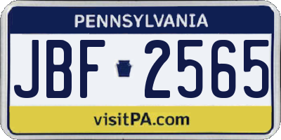 PA license plate JBF2565
