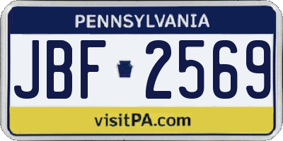 PA license plate JBF2569