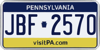 PA license plate JBF2570