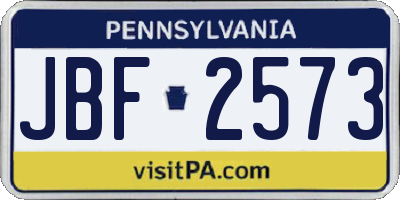 PA license plate JBF2573