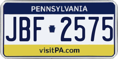 PA license plate JBF2575