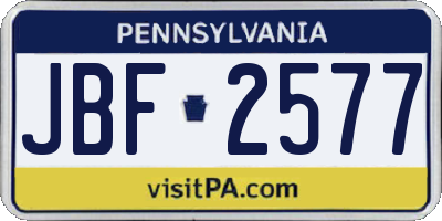 PA license plate JBF2577