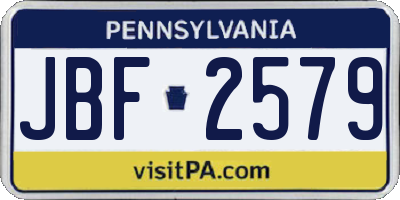 PA license plate JBF2579