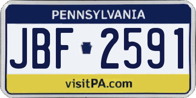 PA license plate JBF2591