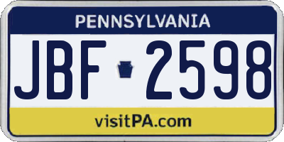 PA license plate JBF2598
