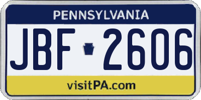 PA license plate JBF2606