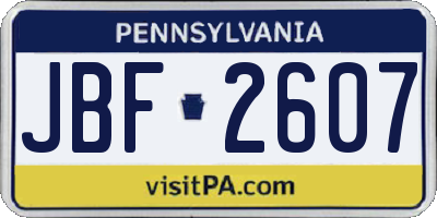 PA license plate JBF2607