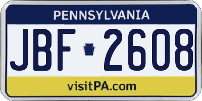 PA license plate JBF2608