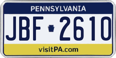 PA license plate JBF2610