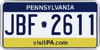 PA license plate JBF2611