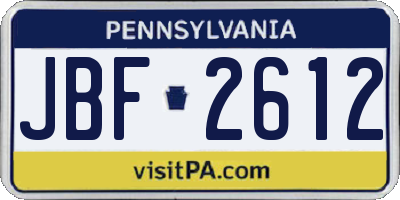 PA license plate JBF2612