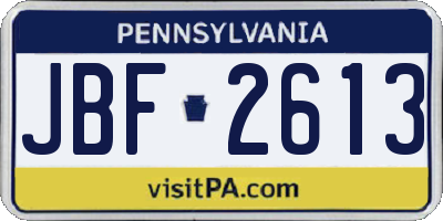 PA license plate JBF2613