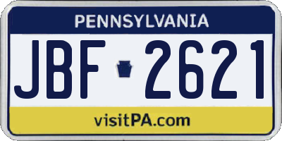 PA license plate JBF2621