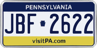 PA license plate JBF2622