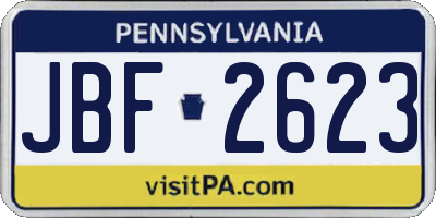 PA license plate JBF2623