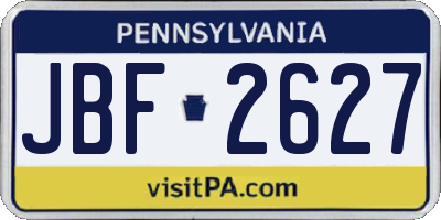 PA license plate JBF2627