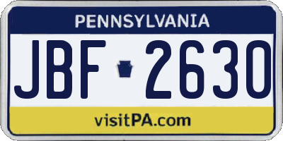 PA license plate JBF2630