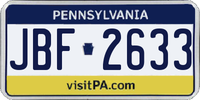 PA license plate JBF2633