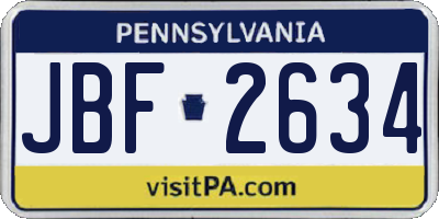 PA license plate JBF2634