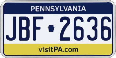 PA license plate JBF2636