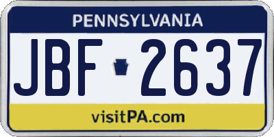 PA license plate JBF2637