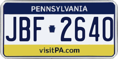 PA license plate JBF2640